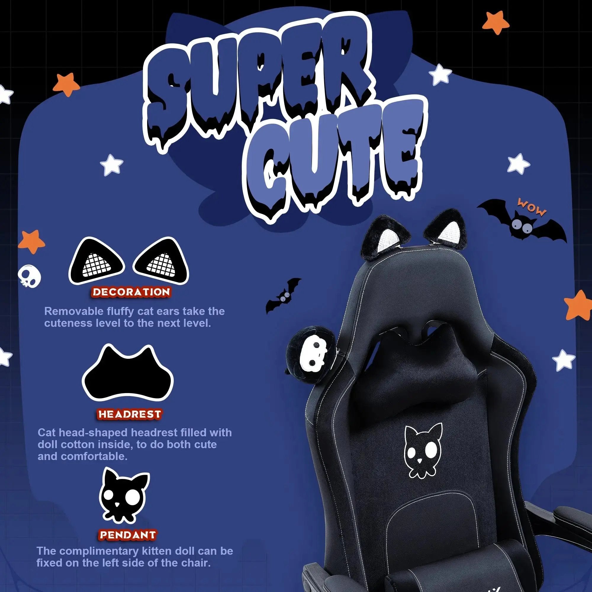 Computer Chair Dowinx Gaming Chair Cute With Cat Ears And Massage